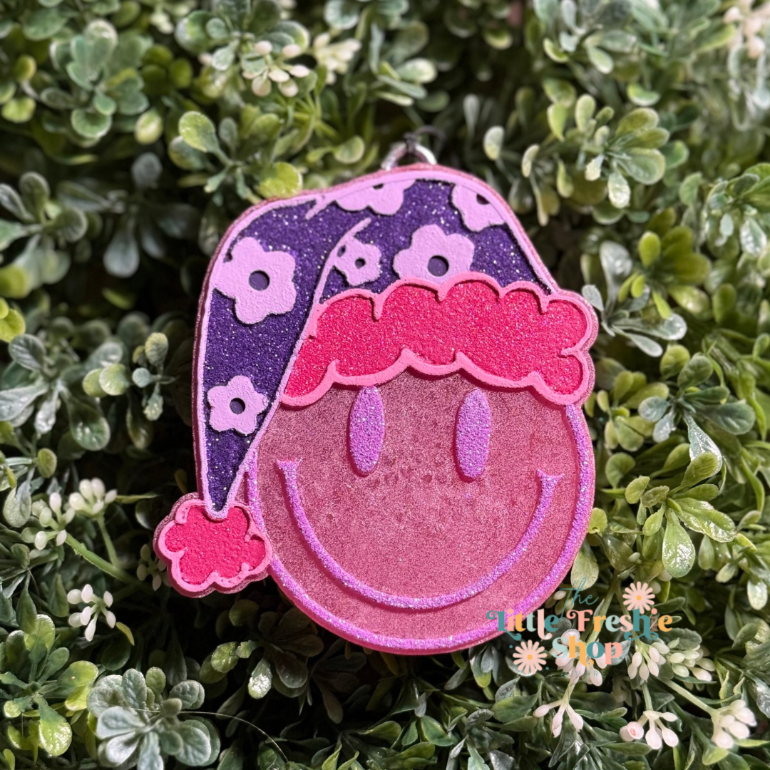 Smiley with Floral Santa Hat Freshy