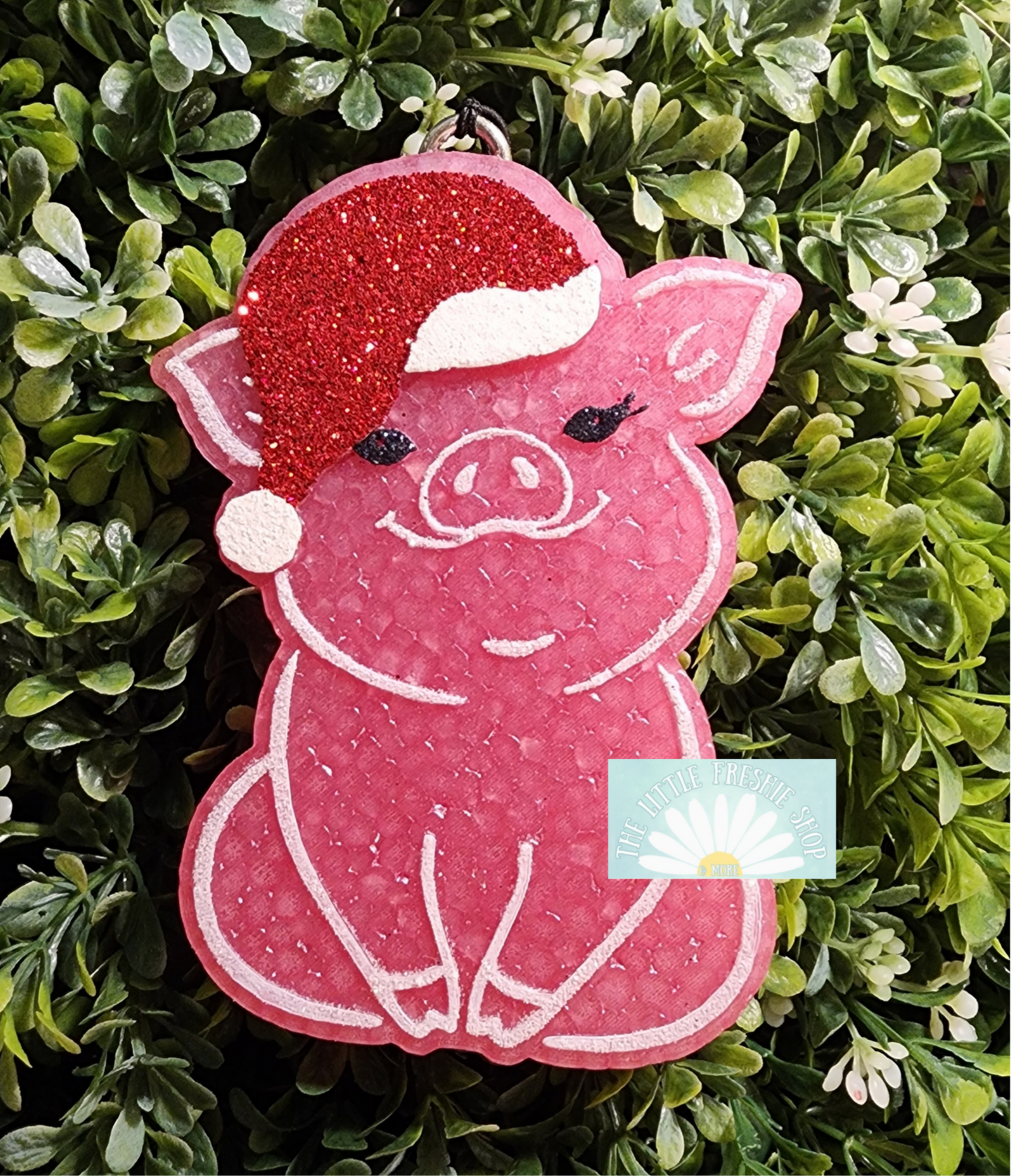 Pig with Santa Hat Freshie