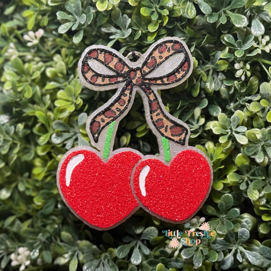 Heart Cherries With Coquette Bow Freshie