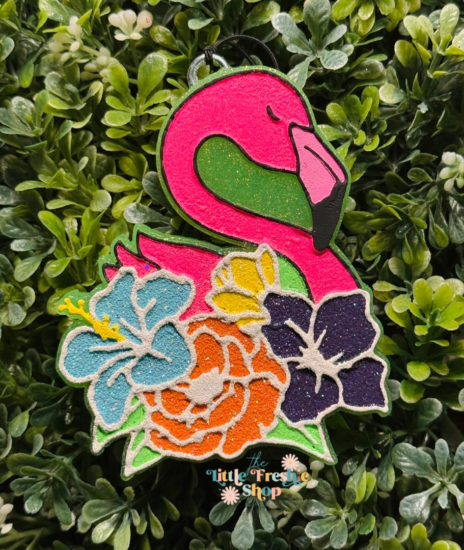Flamingo with Flowers Freshie
