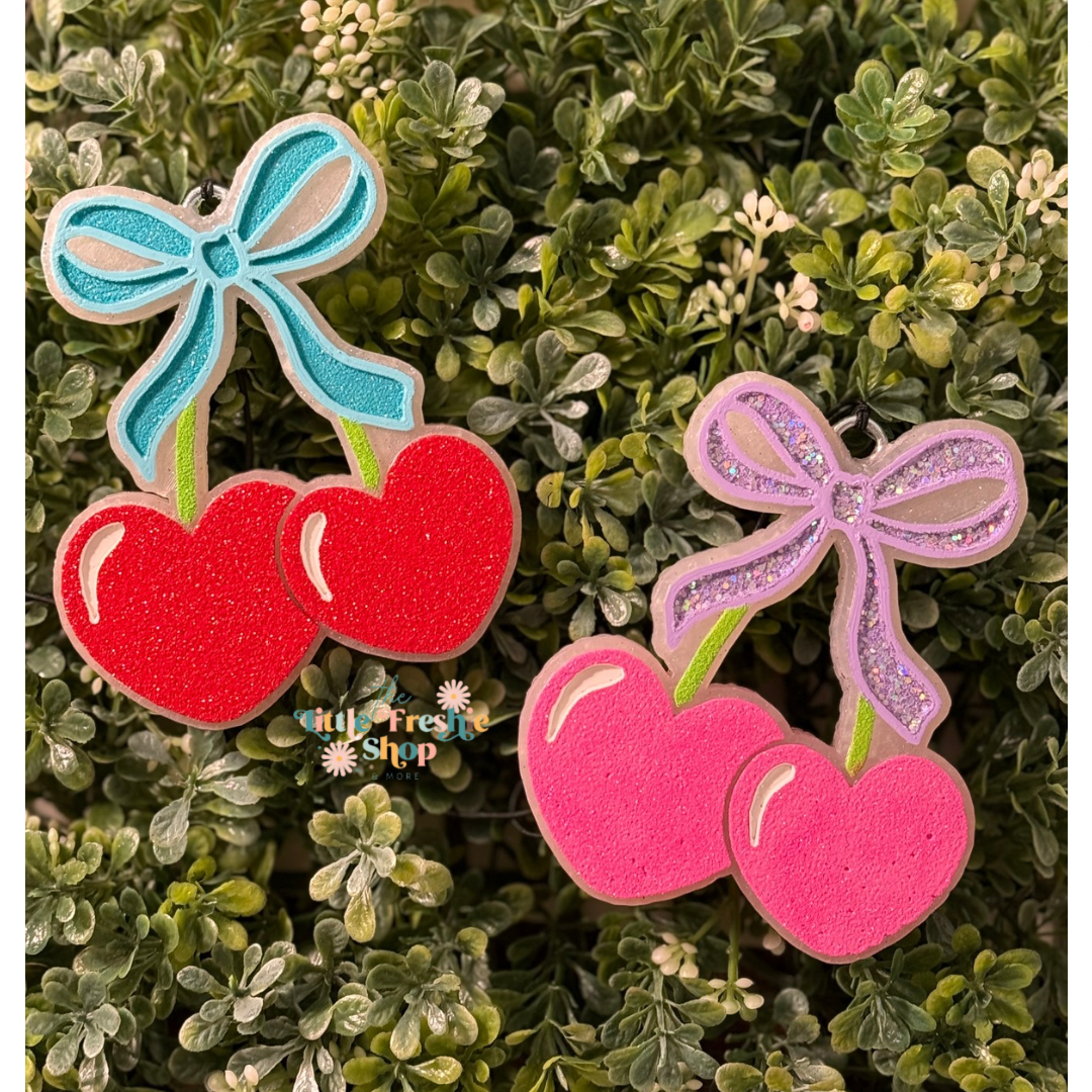 Heart Cherries With Coquette Bow Freshie
