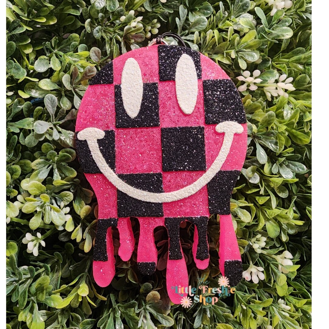 Checkered Drip Smiley Freshie, Freshy