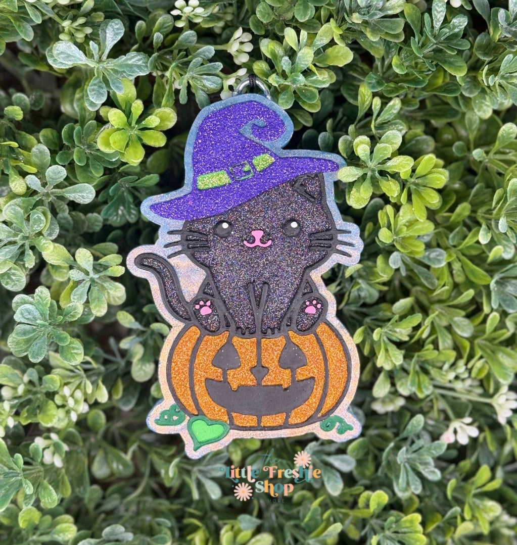 Halloween Cat With Pumpkin Freshie