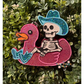 Skeleton Cowboy on Duck Floaty Freshie