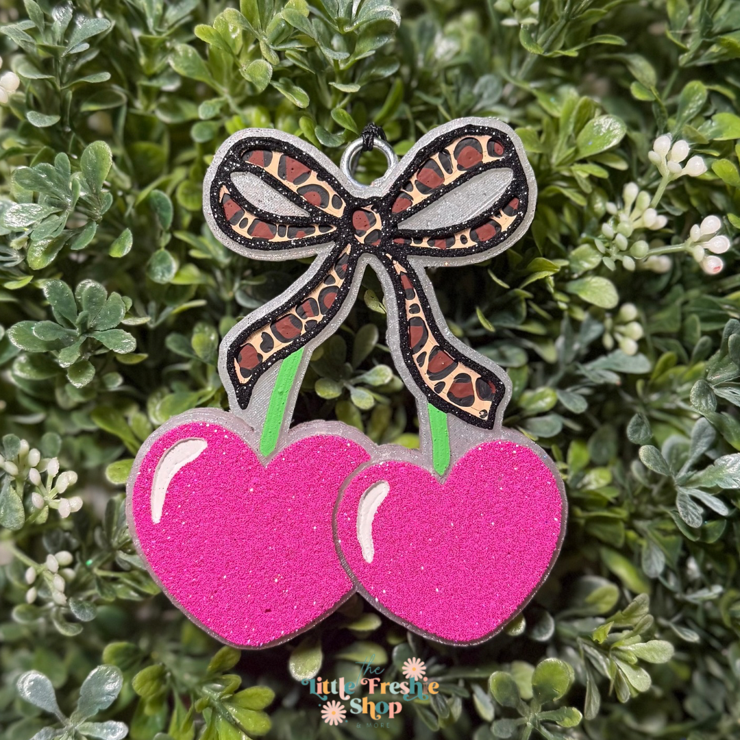 Heart Cherries With Coquette Bow Freshie