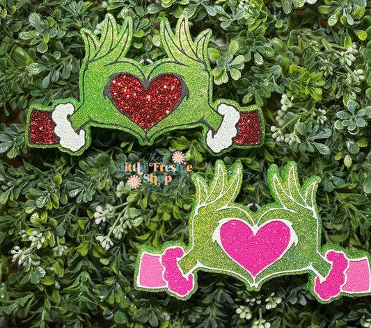 Grinch Heart Hands Freshie