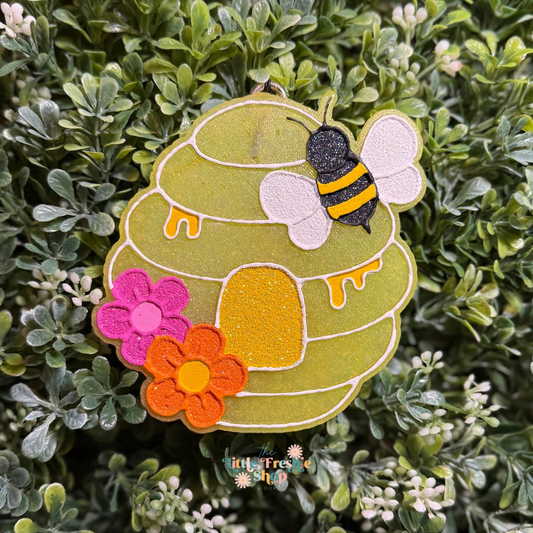 Bee Hive With Flowers Freshie