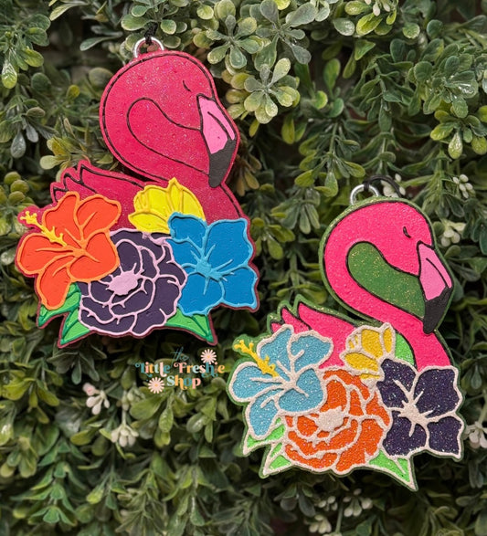 Flamingo with Flowers Freshie