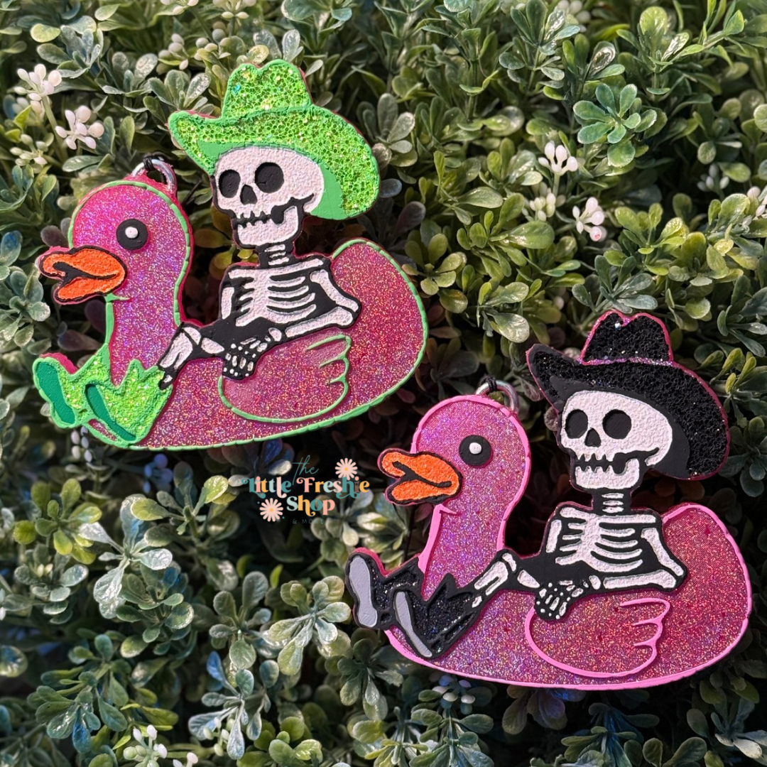 Skeleton Cowboy on Duck Floaty Freshie