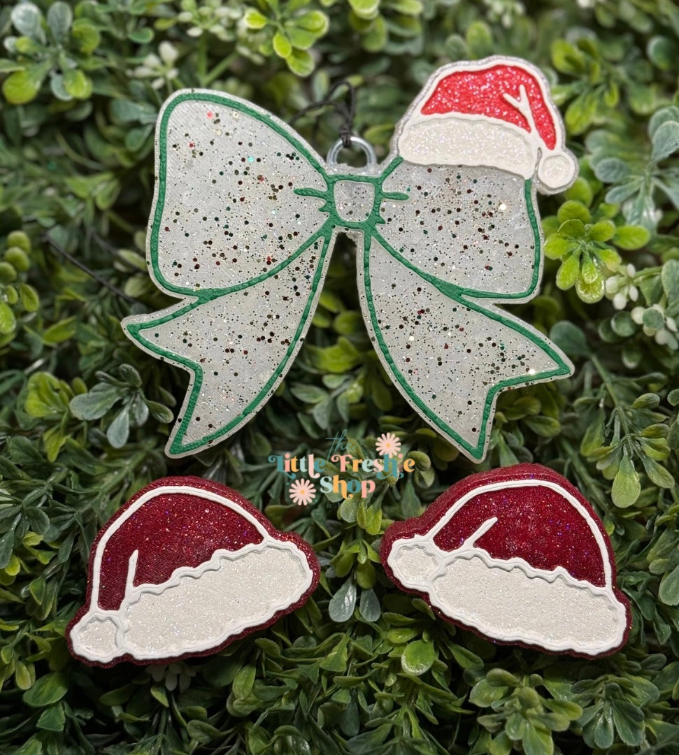 Christmas Bow With Santa Hat Freshie