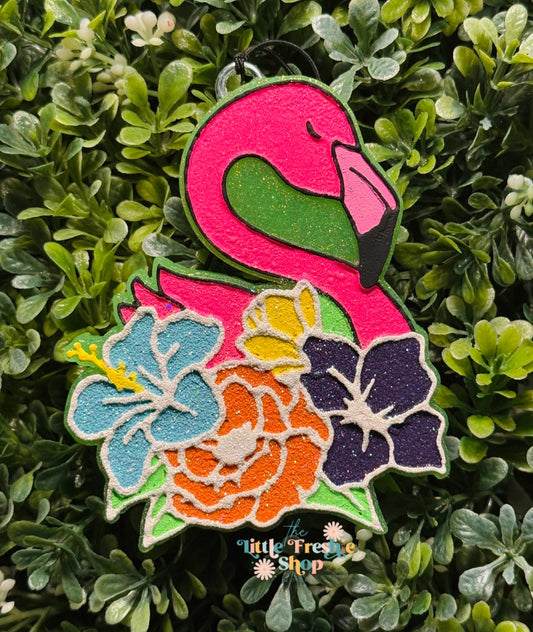 Flamingo with Flowers Freshie